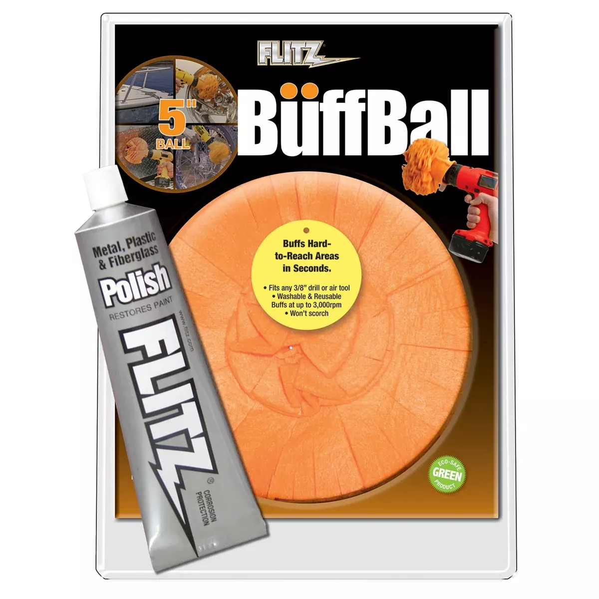 5" Large Buff Ball with Free Flitz Polish 1.76 FTZPB101-50 Flitz