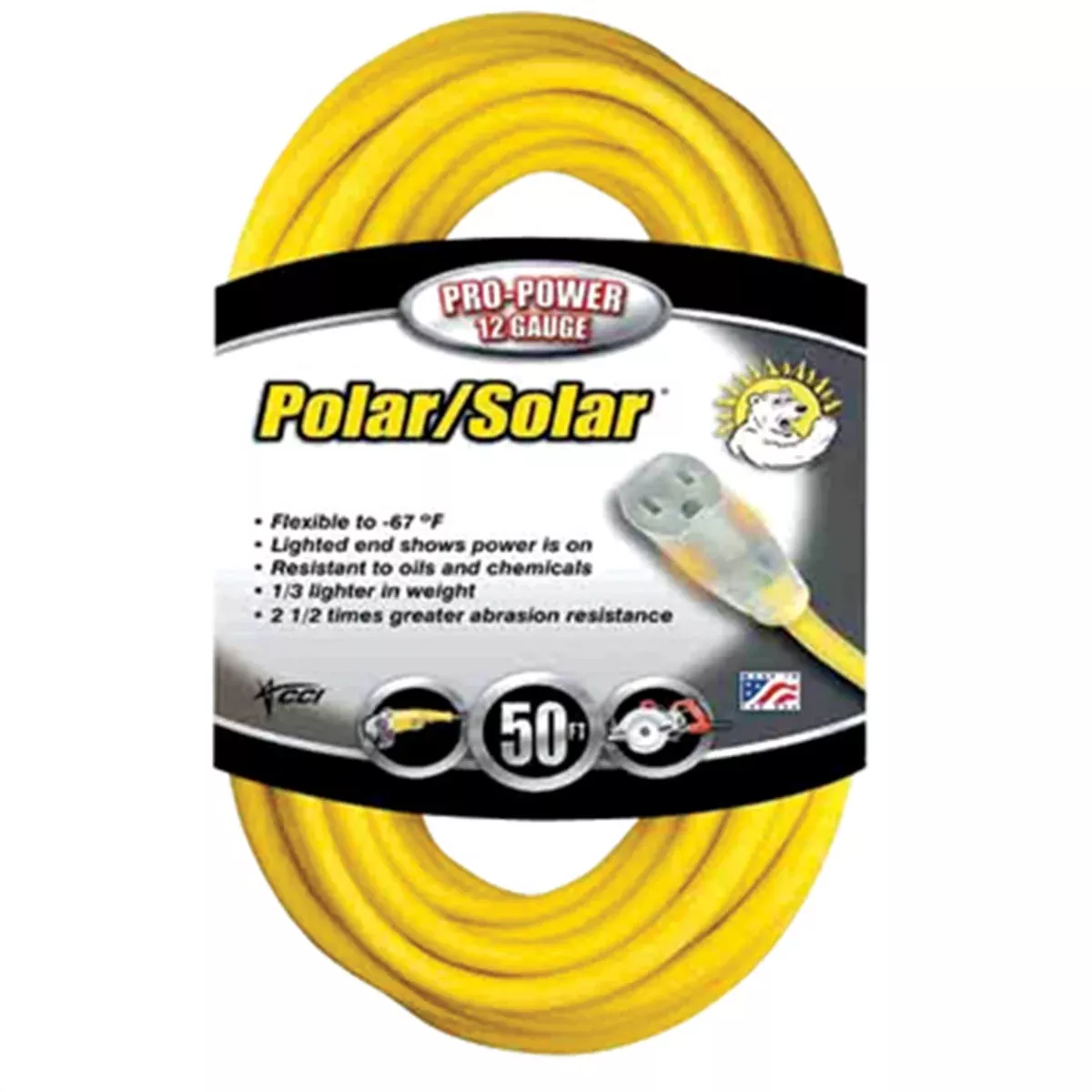 50 Foot Extension Cord Yellow ECI1688-0002 Coleman Cable