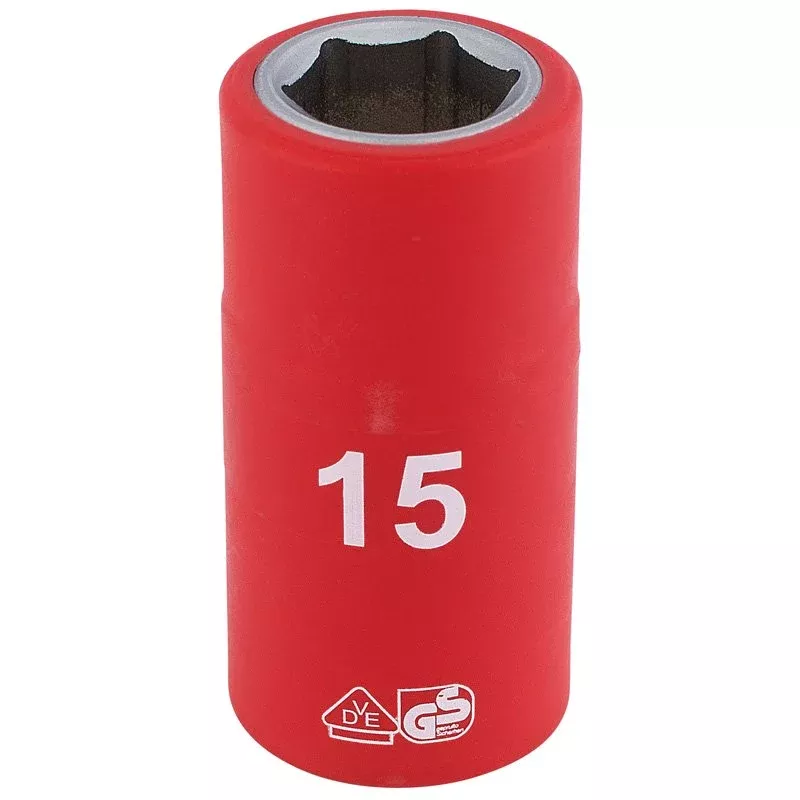 Draper Tools 1/2 Sq. Dr. Fully Insulated VDE Socket (15mm)
