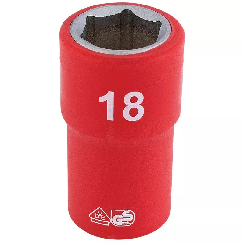 Draper Tools 1/2 Sq. Dr. Fully Insulated VDE Socket (18mm)