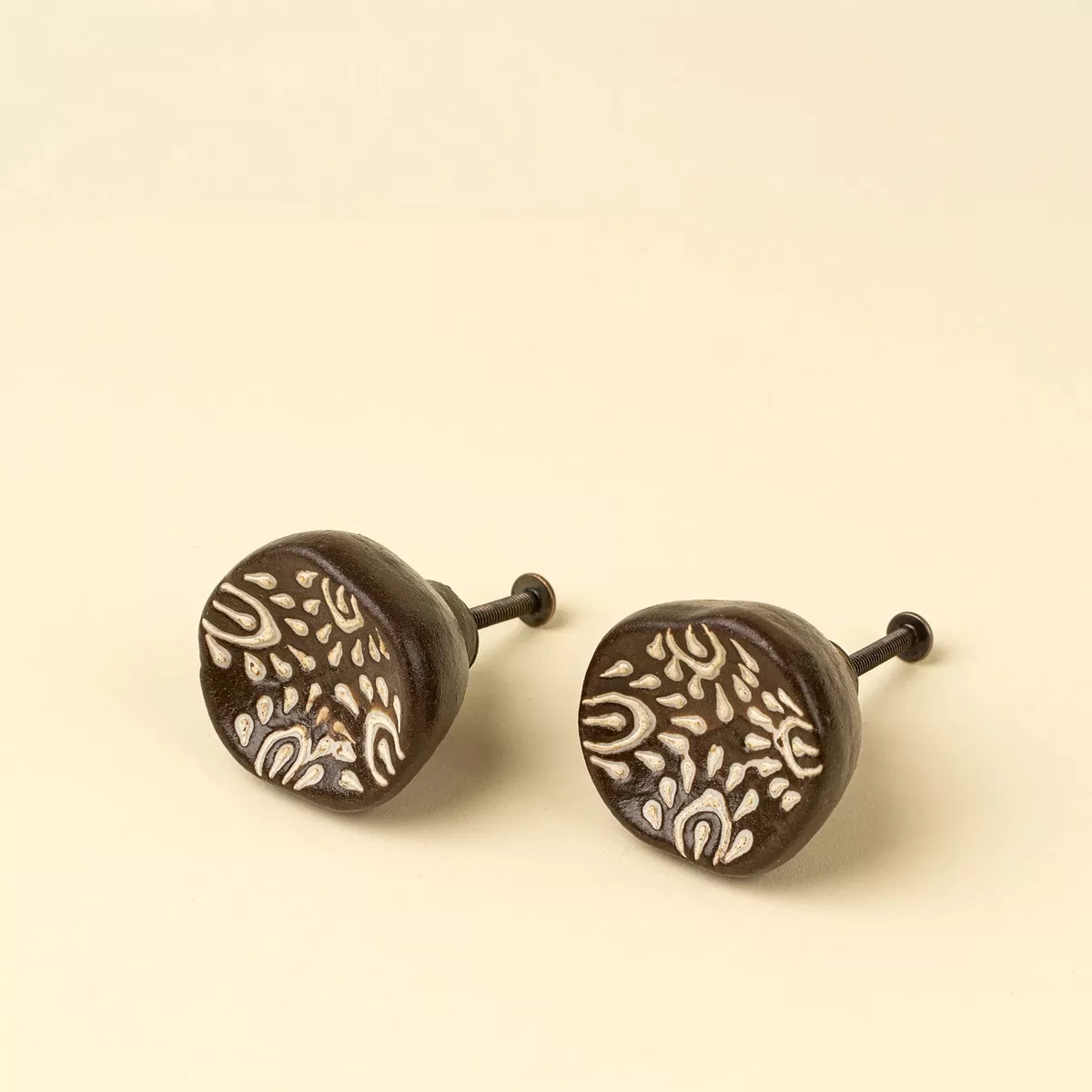 Earthen Ceramic Knob – Brown Set/2