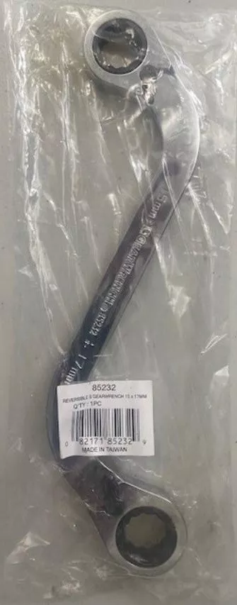 GearWrench 85232 12 Pt 15 x 17mm Reversible S-Shape Double Box Ratcheting Wrench