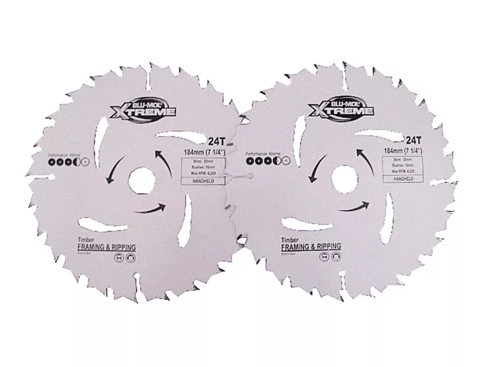 Saw Blade - Blu-Mol Xtreme Circular Saw Blade 184mm X 24T 2 Pack