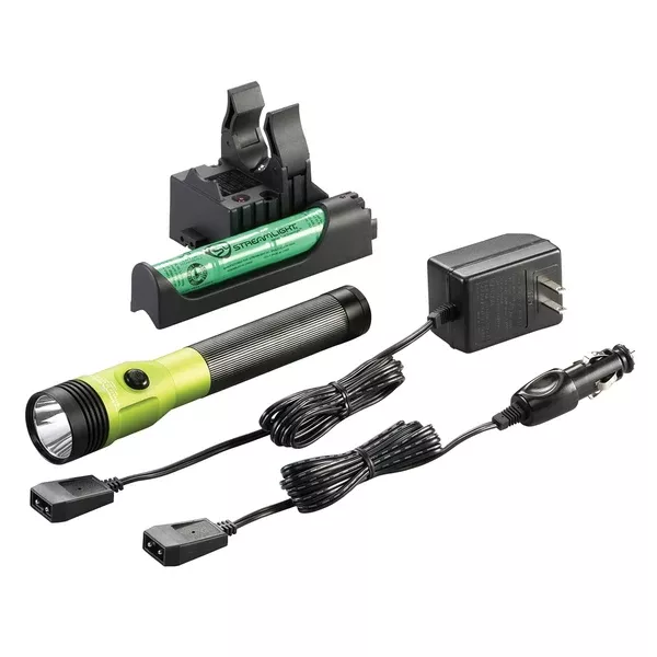 Stinger DS LED HL Rechargeable Flashlight - 120/DC PiggyBack Holder - Lime
