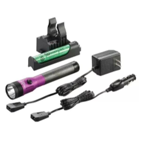 Stinger DS LED HL Rechargeable Flashlight - 120/DC PiggyBack Holder - Purple