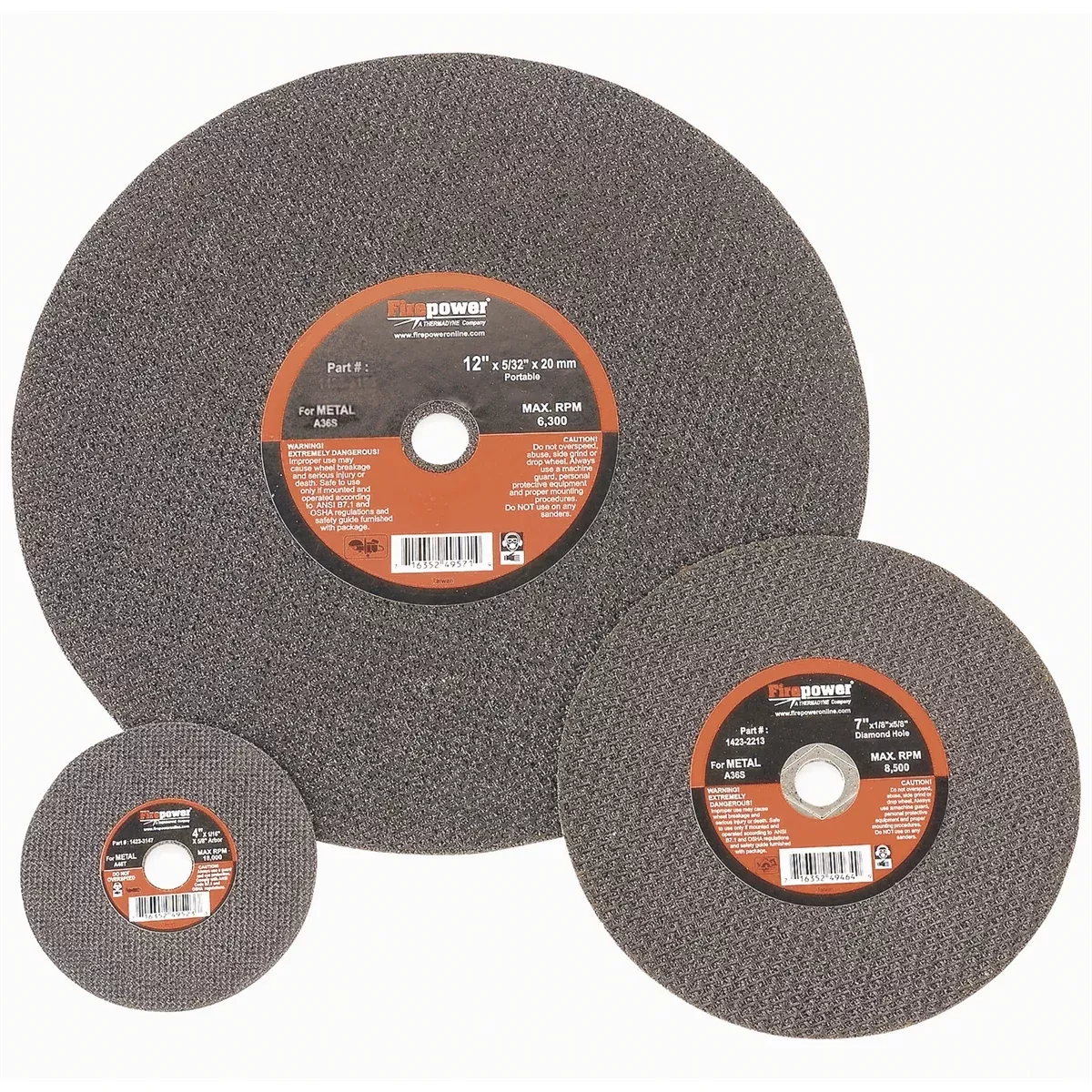 Type 1 Chop Saw Abrasive Wheel, 12" x 5/32" x 1" FPW1423-3193 Firepower